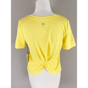 Tail Activewear Yellow Twist Back Hem Short Sleeve Crop Top Aspen Large NEW